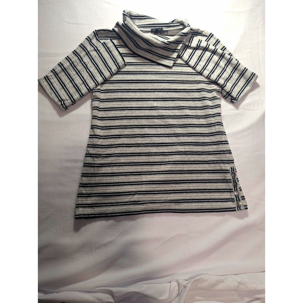 Talbots Women’s M Striped Knit Cowl Neck 3/4 Sleeve Stretch Blouse